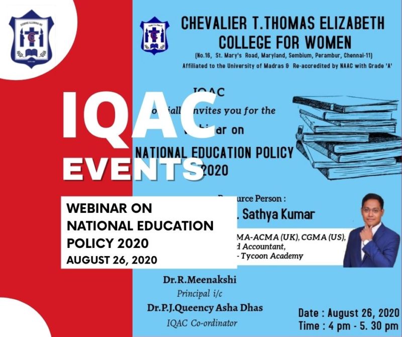 IQAC - Webinar on National Education Policy 2020 - CTTEWC